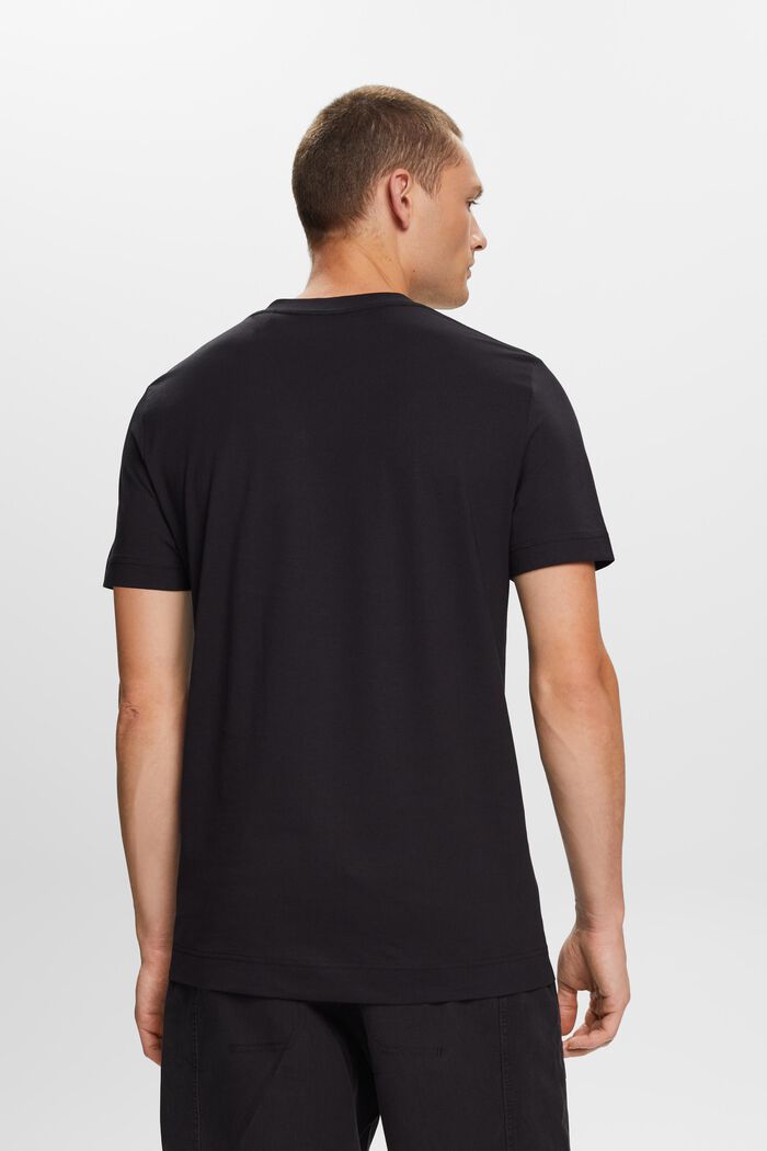 Jersey T-shirt met V-hals, 100% katoen, BLACK, detail image number 3