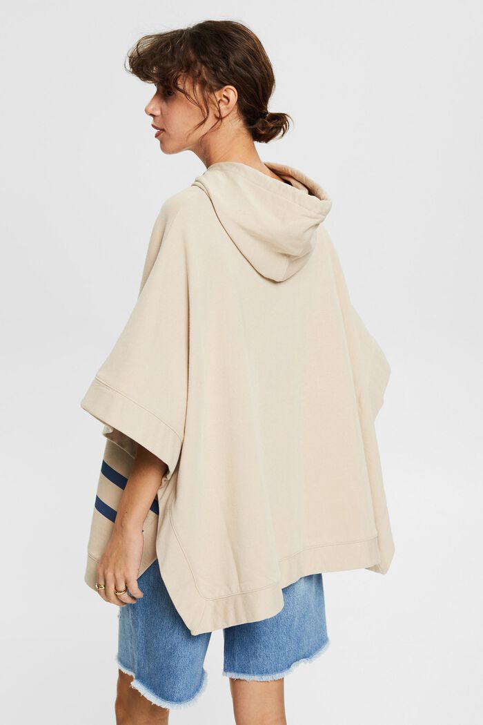 Getreepte sweatponcho met capuchon, OFF WHITE, detail image number 3