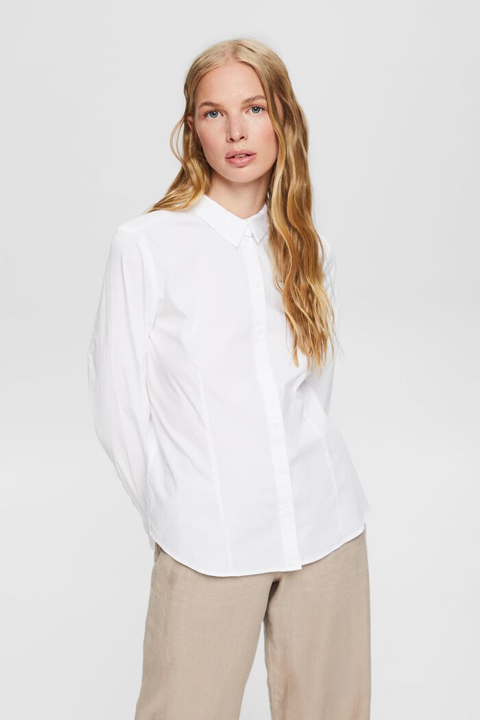 Getailleerde overhemdblouse, WHITE, detail image number 0