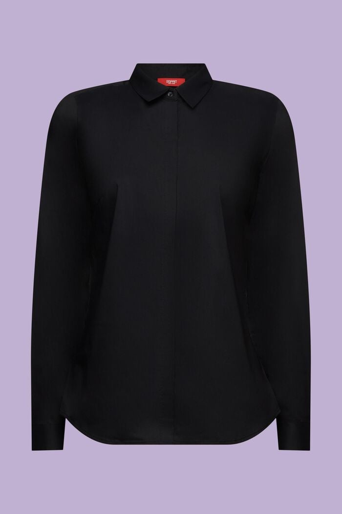 Popeline overhemdblouse, BLACK, detail image number 5