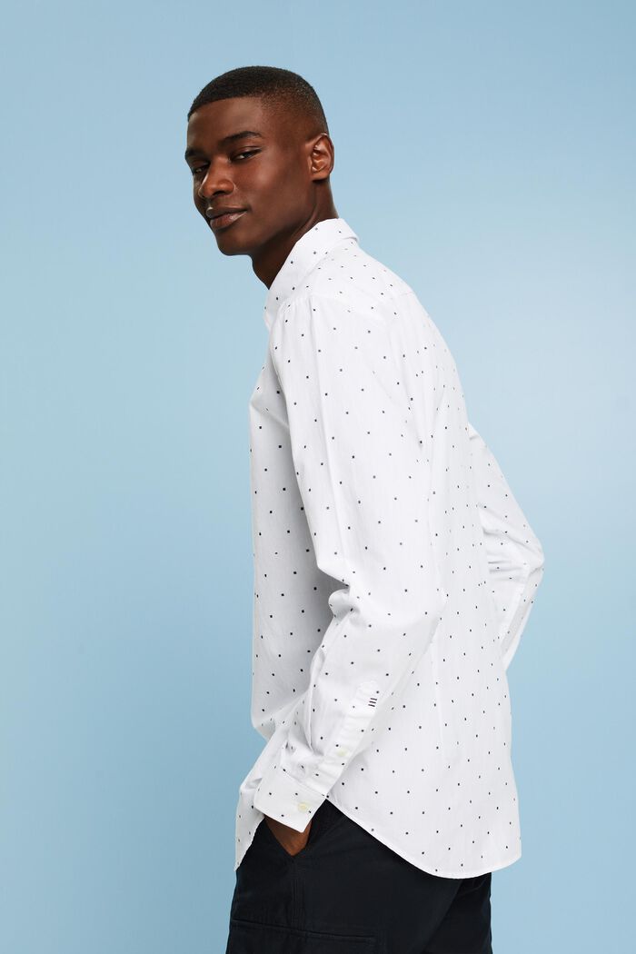 Katoenen slim fit-overhemd met borduursel, WHITE, detail image number 2