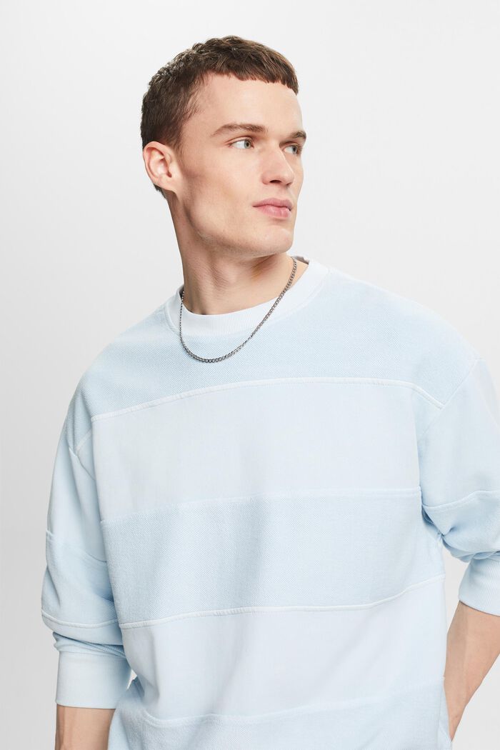 Gestructureerd sweatshirt van organic cotton, LIGHT BLUE, detail image number 0