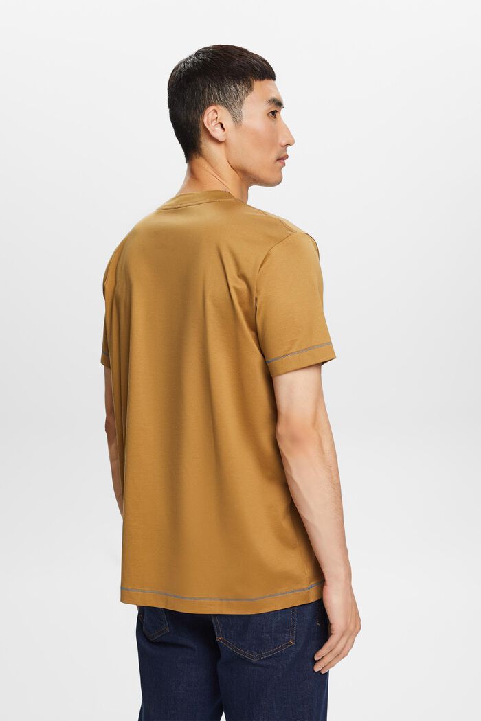 Jersey T-shirt met ronde hals, 100% katoen, TOFFEE, detail image number 3