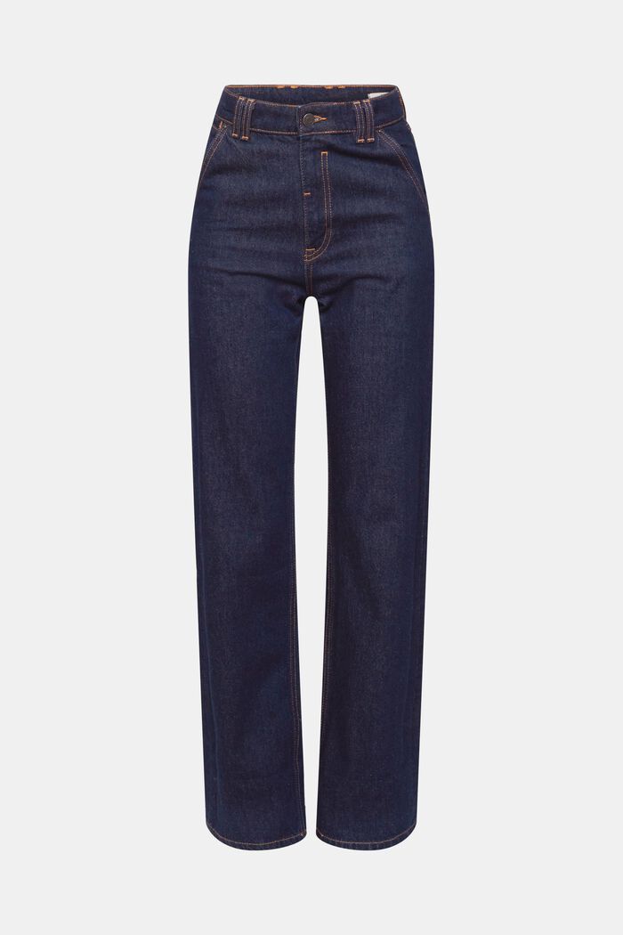 High-rise jeans met rechte pijpen, BLUE RINSE, detail image number 6