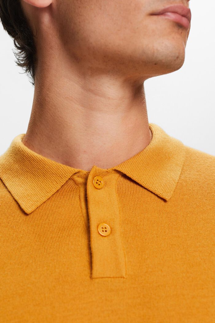 Wollen polosweater, HONEY YELLOW, detail image number 1