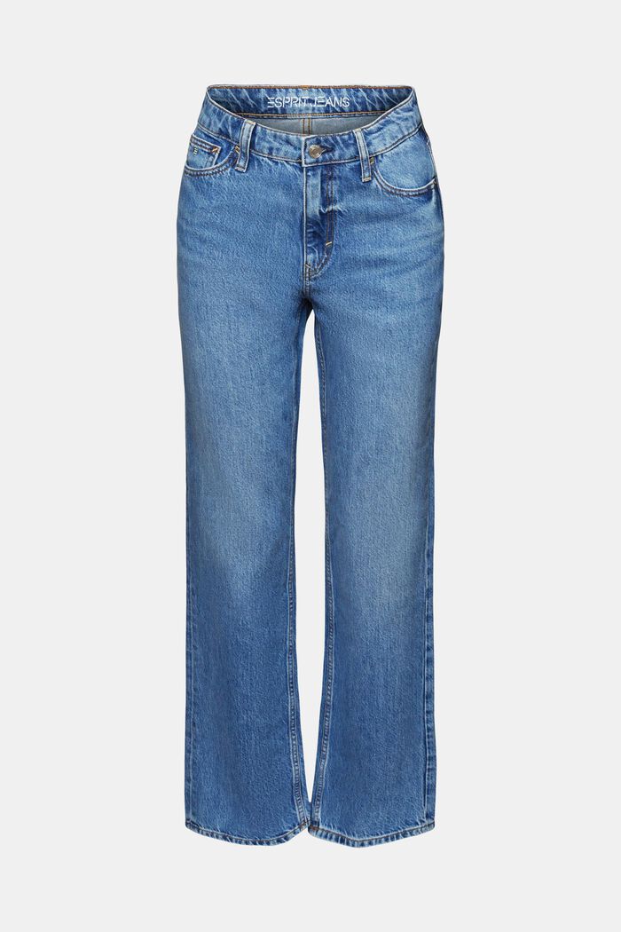 Straight jeans met retrolook en hoge taille, BLUE LIGHT WASHED, detail image number 6