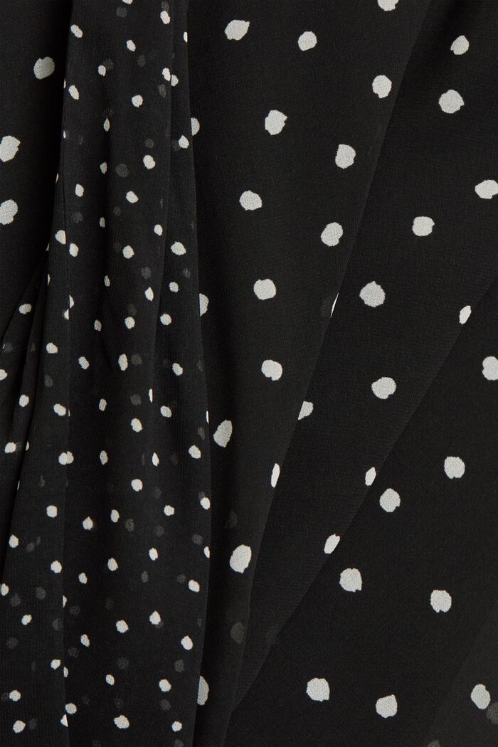 Gerecycled: chiffon jurk met gerimpelde taille, BLACK, detail image number 4