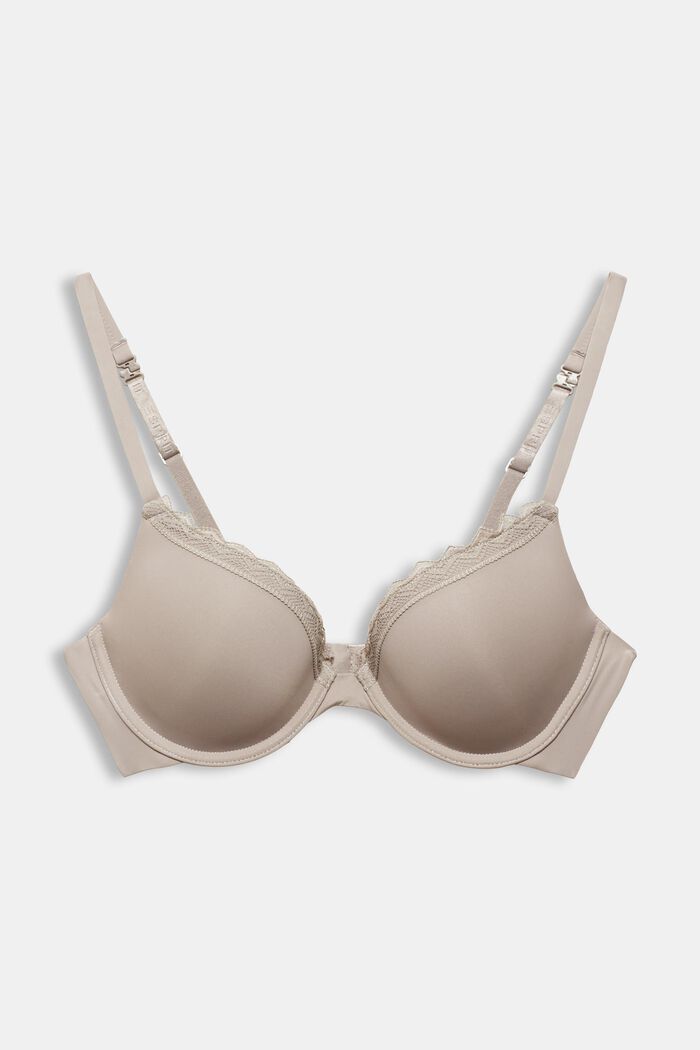 Gerecycled: push-up-bh met kant, LIGHT TAUPE, overview