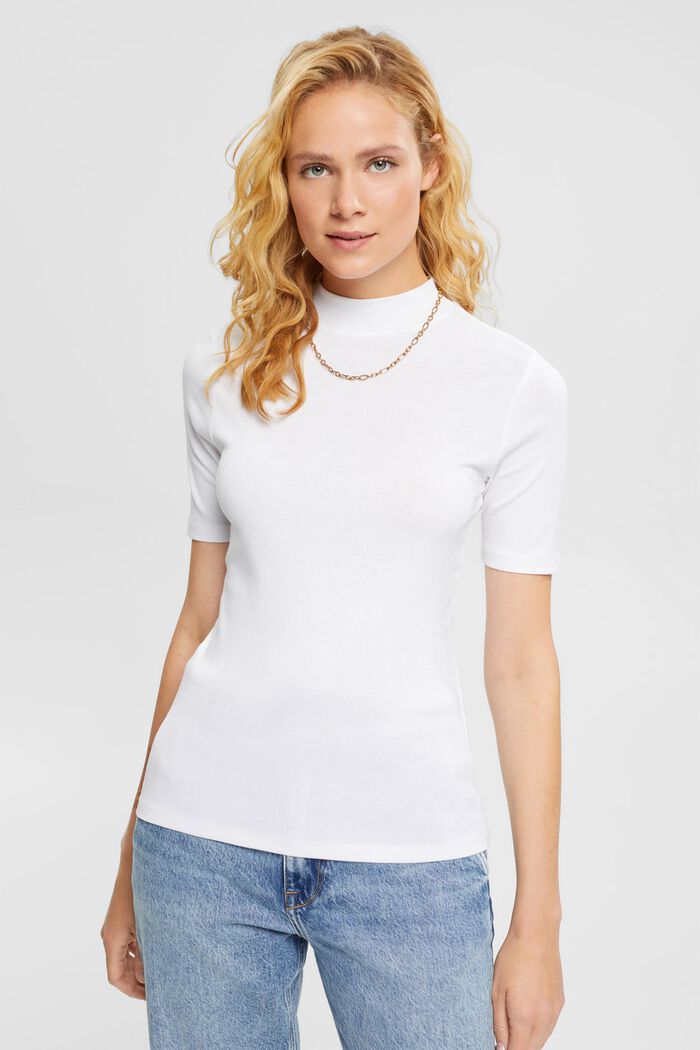 T-shirt met opstaande kraag, WHITE, detail image number 1