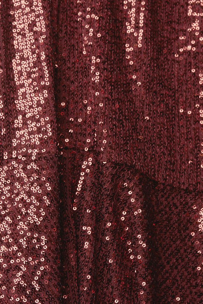 Gebreide midi-jurk met pailletjes, BORDEAUX RED, detail image number 4