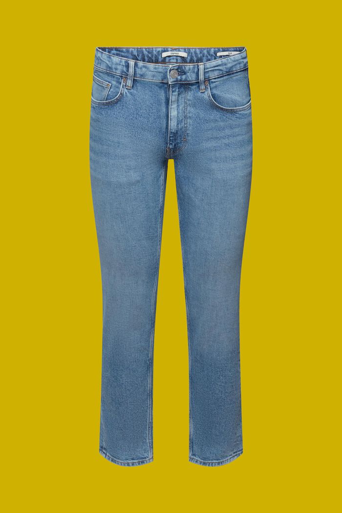 Slim jeans van katoen met stretch, BLUE MEDIUM WASHED, detail image number 5