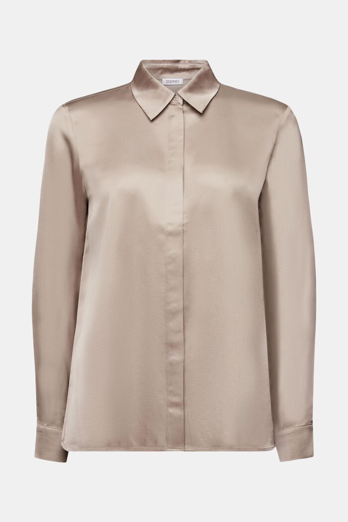 Satijnen blouse met lange mouwen, LIGHT TAUPE, detail image number 6