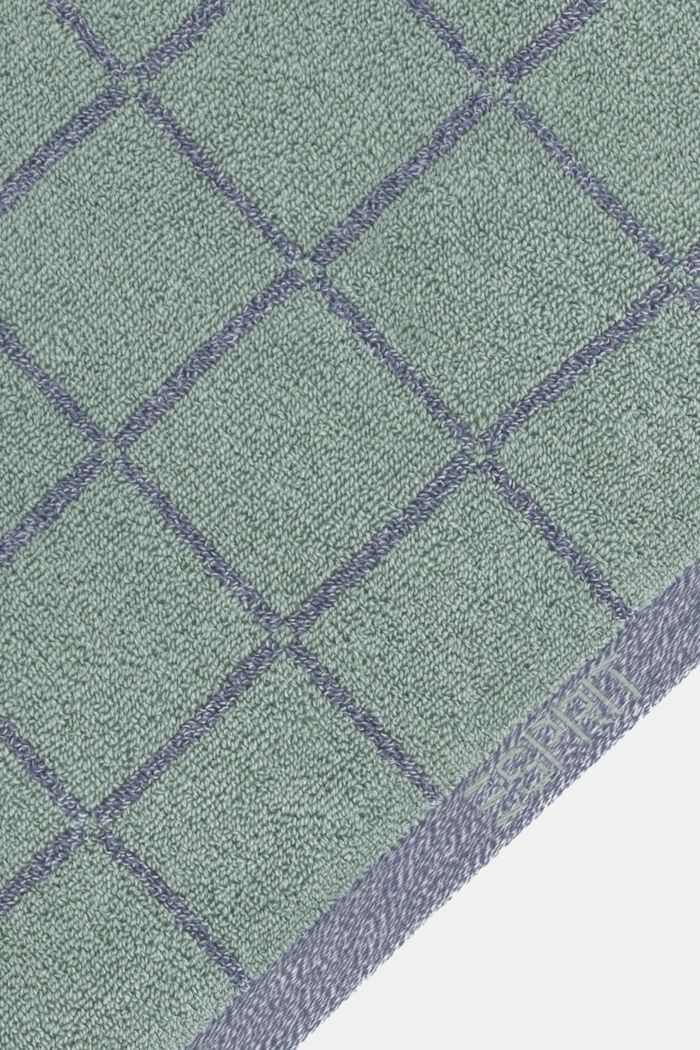 Gemêleerd badhanddoek met blokmotief, SOFT GREEN, detail image number 2