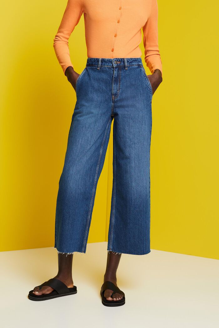 Culotte jeans met hoge taille, BLUE MEDIUM WASHED, detail image number 0