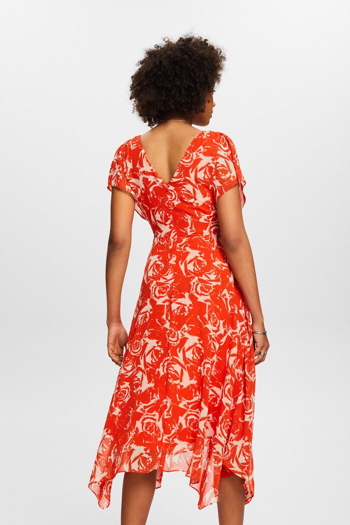 Chiffon maxi-jurk met V-hals en print, BRIGHT ORANGE, detail image number 2
