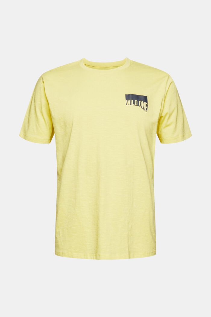 Jersey T-shirt met print op de borst, YELLOW, overview