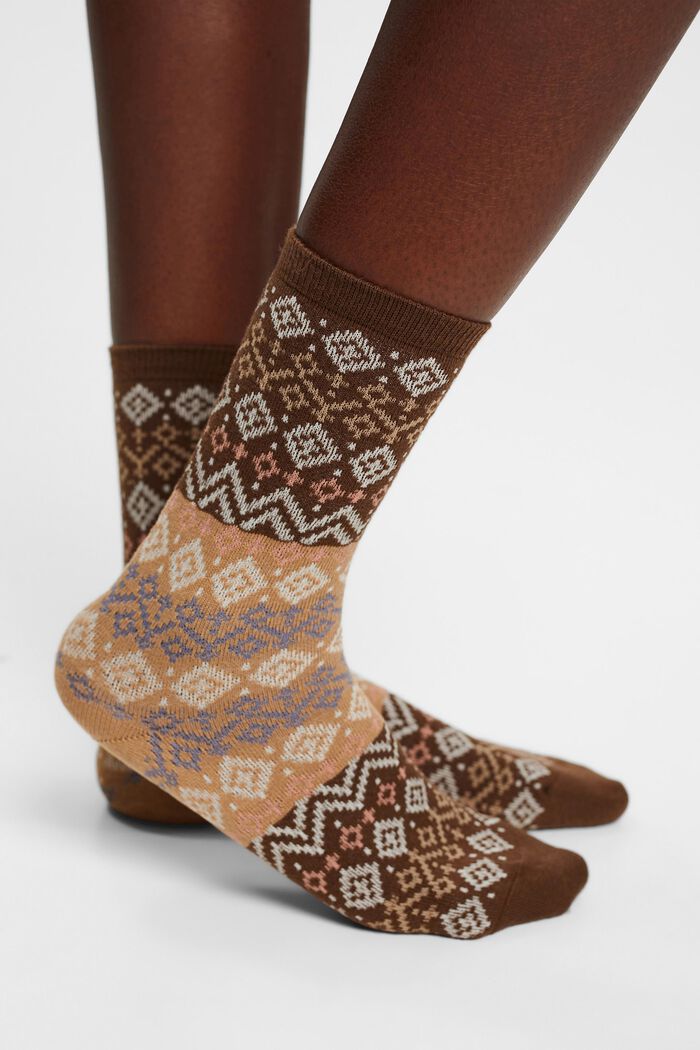 Set van 2 paar Noorse sokken, organic cotton, BROWN, detail image number 2