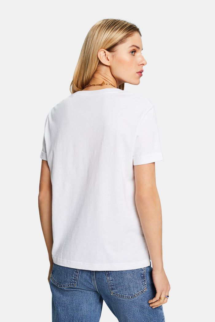 T-shirt van slubkatoen met ronde hals, WHITE, detail image number 3