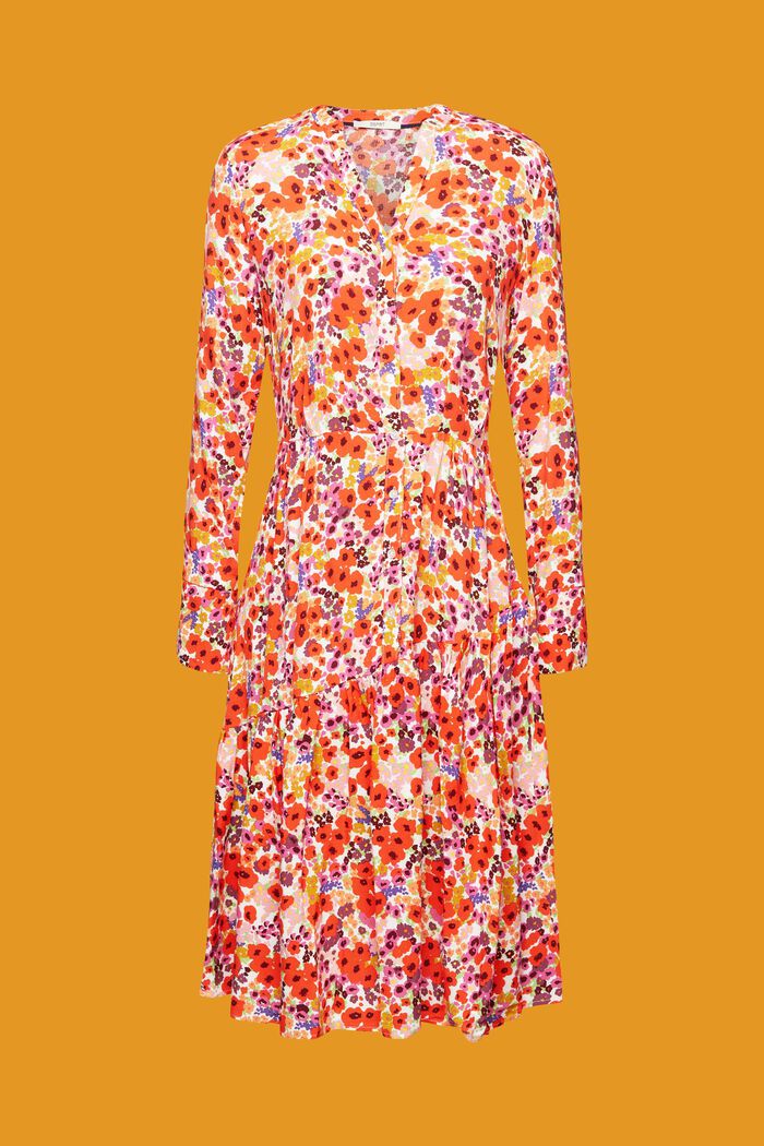 Midi-jurk met bloemenprint all-over, LIGHT PINK, detail image number 6