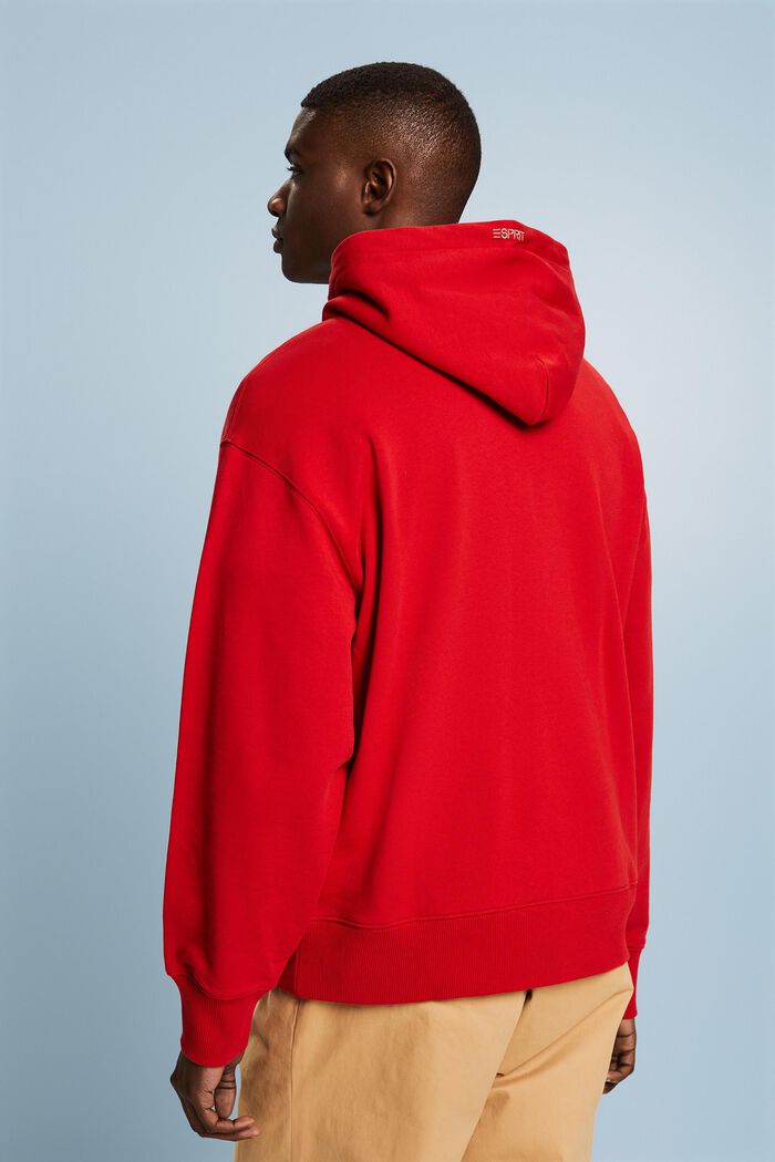 Uniseks oversized hoodie met print, DARK RED, detail image number 2