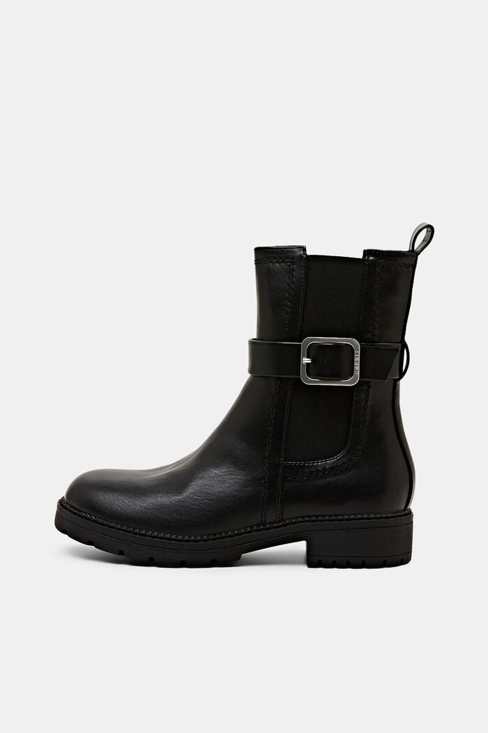 Chelsea boots van imitatieleer met gespdetail, BLACK, detail image number 0
