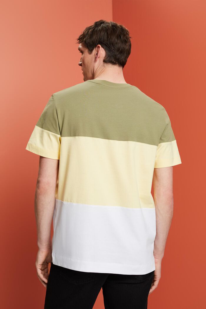 T-shirt met colour block, 100% katoen, LIGHT KHAKI, detail image number 3