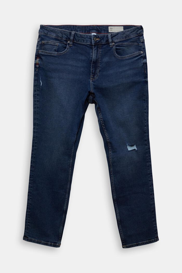 CURVY jeans met destroyed effect, BLUE DARK WASHED, detail image number 2