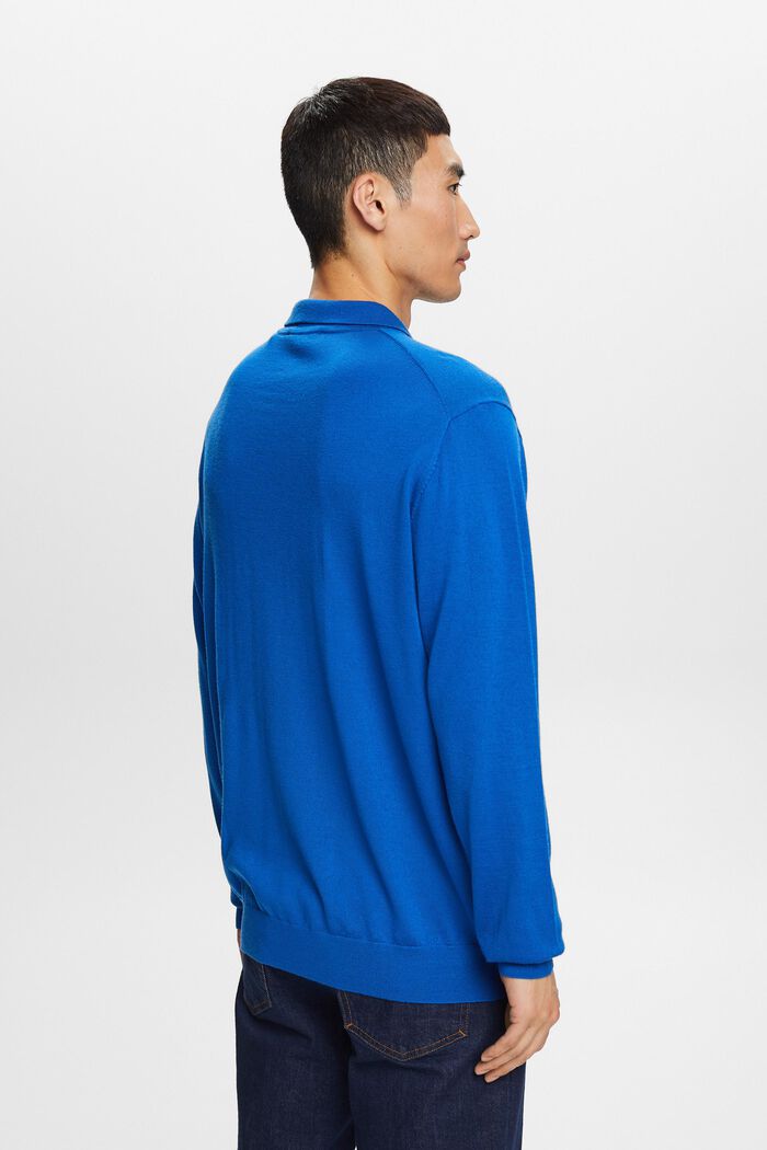 Wollen polosweater, BRIGHT BLUE, detail image number 4
