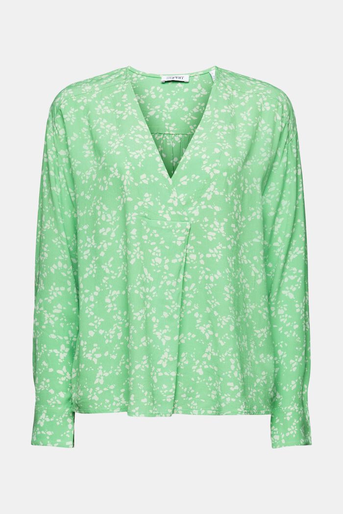 Crêpe blouse met V-hals en print, CITRUS GREEN, detail image number 5
