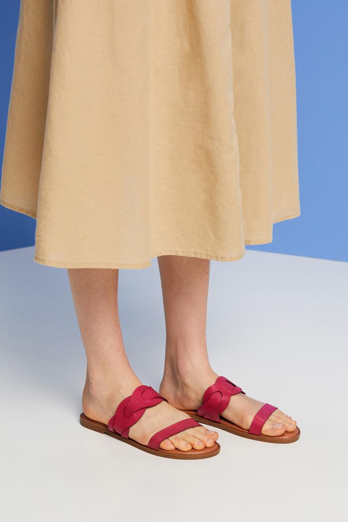 Gevlochten sandalen van vegan leer, PINK FUCHSIA, detail image number 1