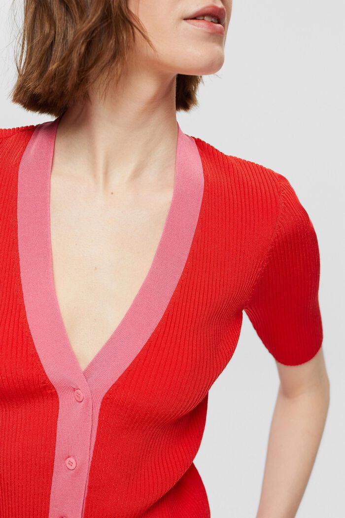 Geribd vest met T-shirtmouwen, RED, detail image number 2