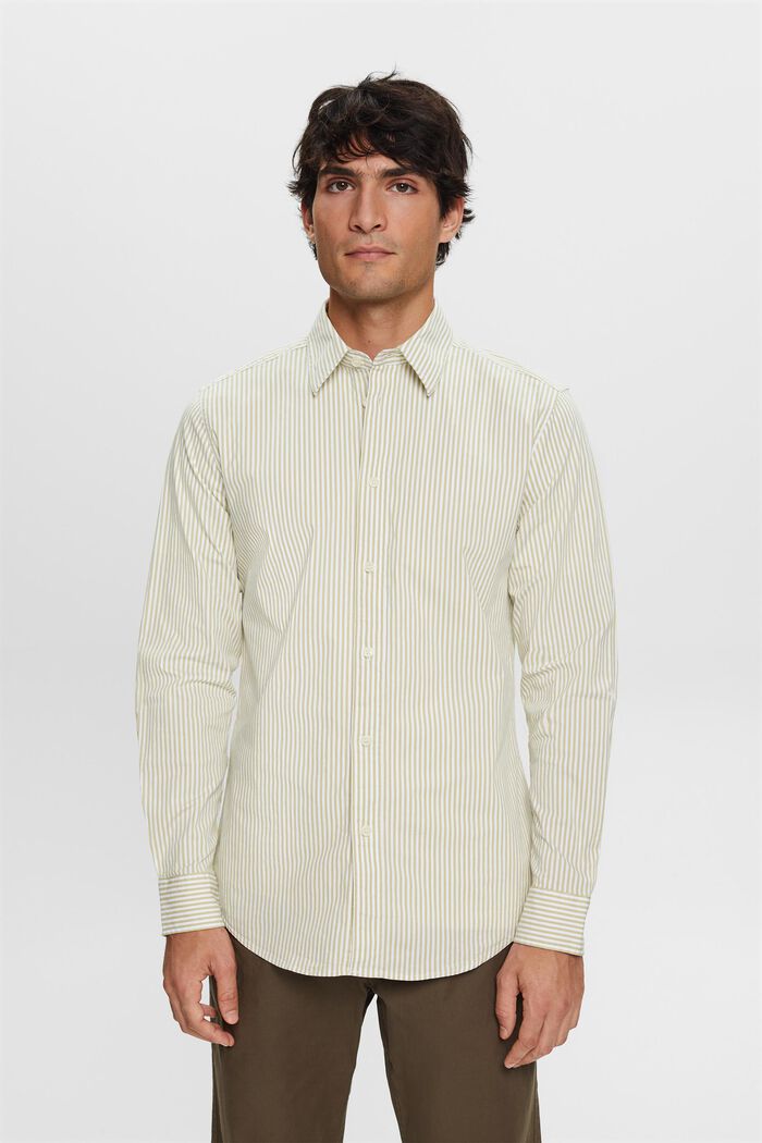 Gestreept shirt van katoen-popeline, PISTACHIO GREEN, detail image number 1