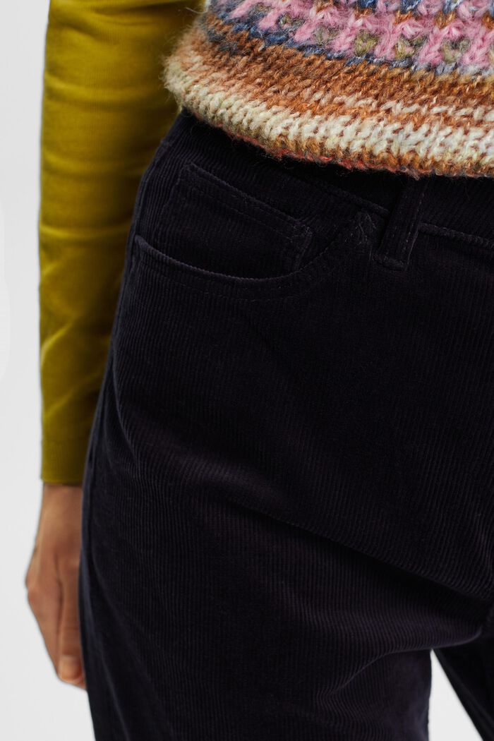 Straight fit corduroy broek met hoge taille, NAVY, detail image number 4