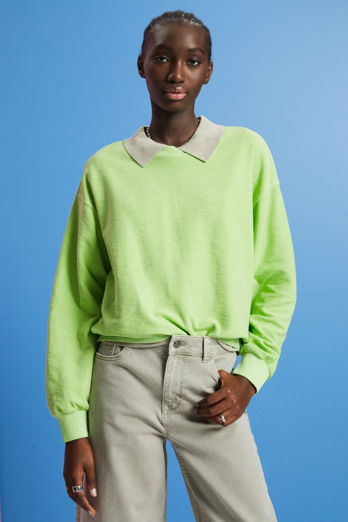 Sweatshirt met structuur, CITRUS GREEN, detail image number 0
