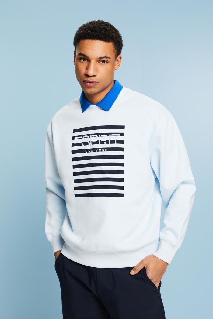 Sweatshirt met logo en ronde hals, PASTEL BLUE, detail image number 0