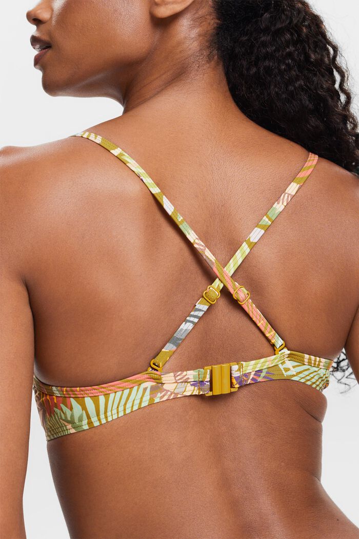 Gewatteerde bikinitop met beugels en print, DARK GREEN, detail image number 4