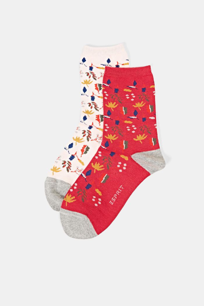 Set van twee paar sokken van een mix met biologisch katoen, ROSE/RED, detail image number 0