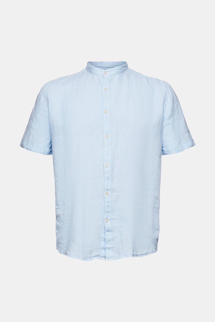 Overhemd met opstaande kraag van 100% linnen, PASTEL BLUE, detail image number 0