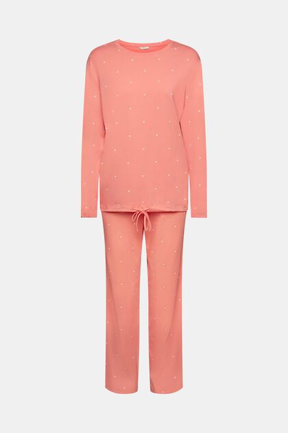 Katoenen pyjama met patroon all-over, CORAL, overview