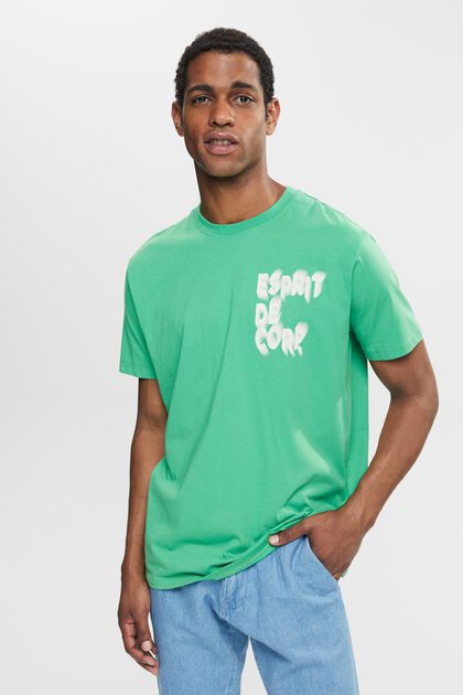 Jersey T-shirt met print, GREEN, overview