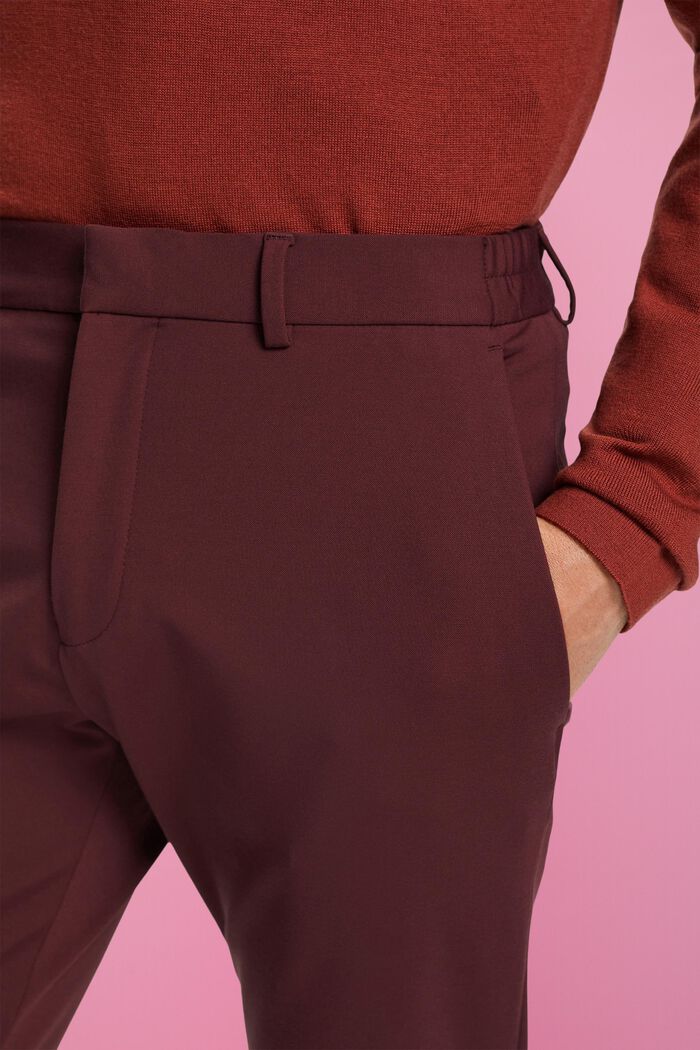 Pantalon van piqué-jersey, BORDEAUX RED, detail image number 2
