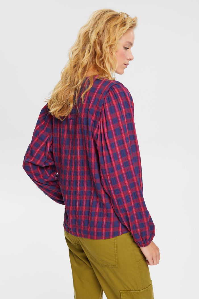 Geruite blouse, NAVY, detail image number 4
