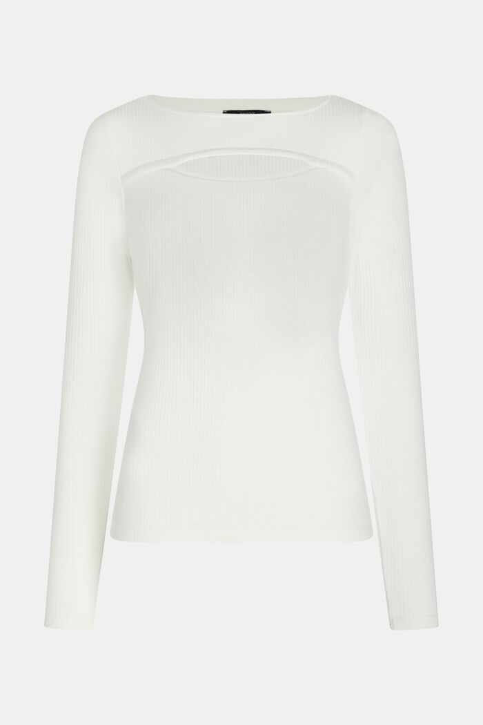 Longsleeve met cut-out, LENZING™ ECOVERO™, OFF WHITE, detail image number 4