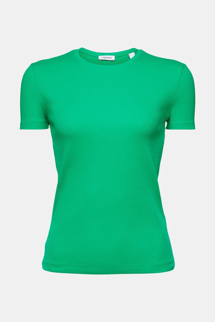 T-shirt van katoen-jersey met ronde hals, GREEN, detail image number 6