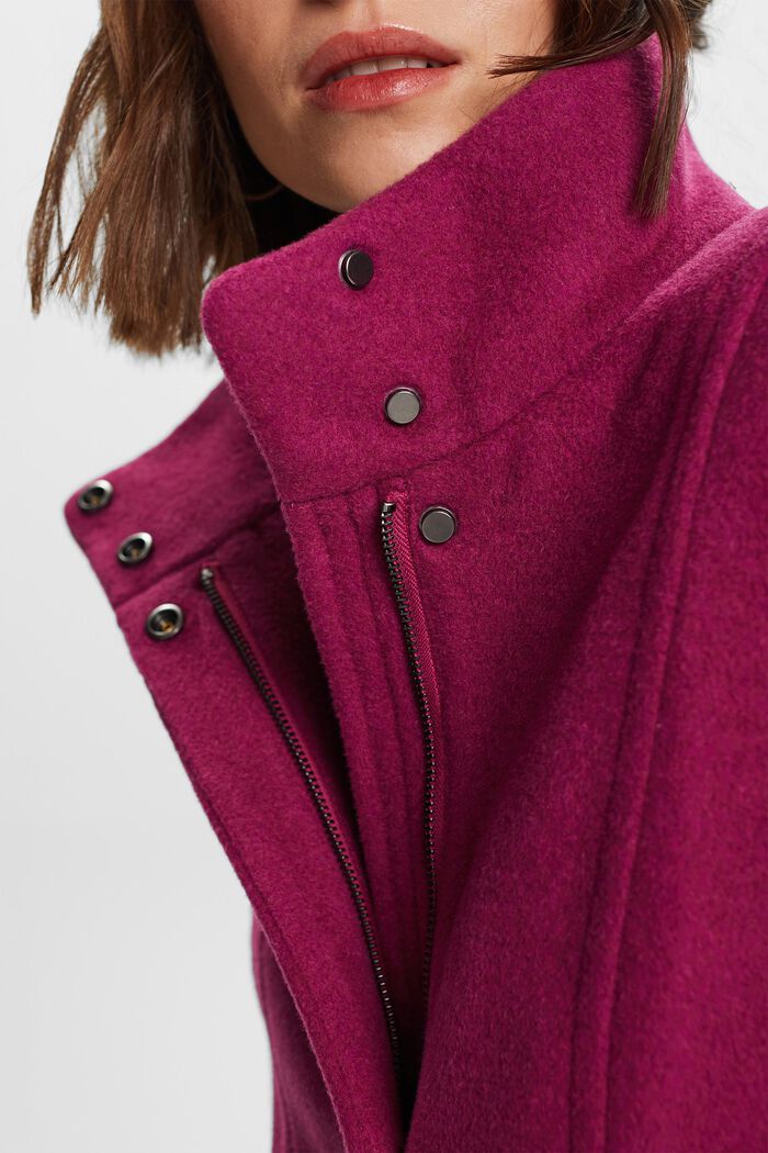 Gerecycled: mantel met wol, DARK PINK, detail image number 2