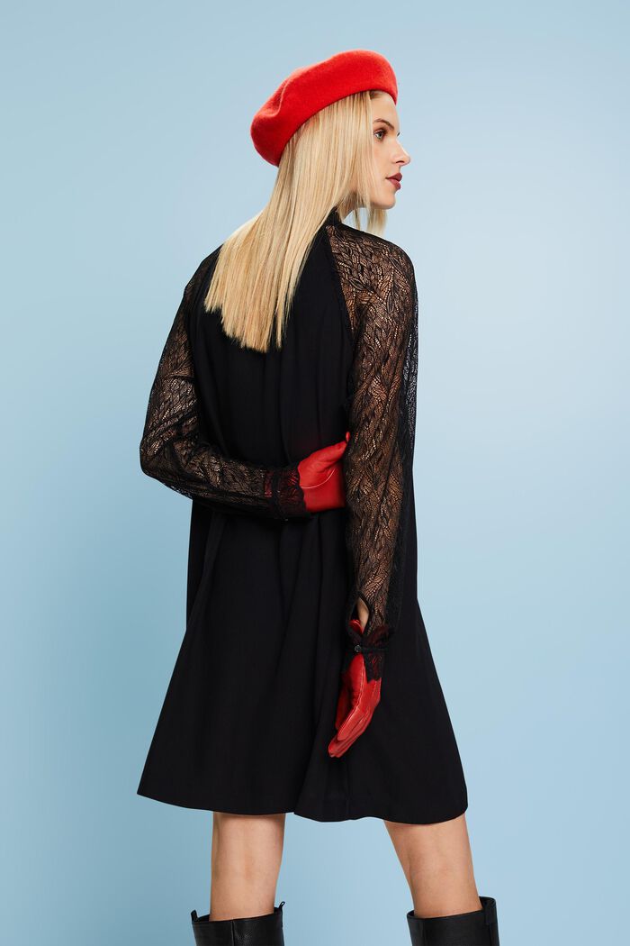 Mini-jurk met kanten randje, BLACK, detail image number 3