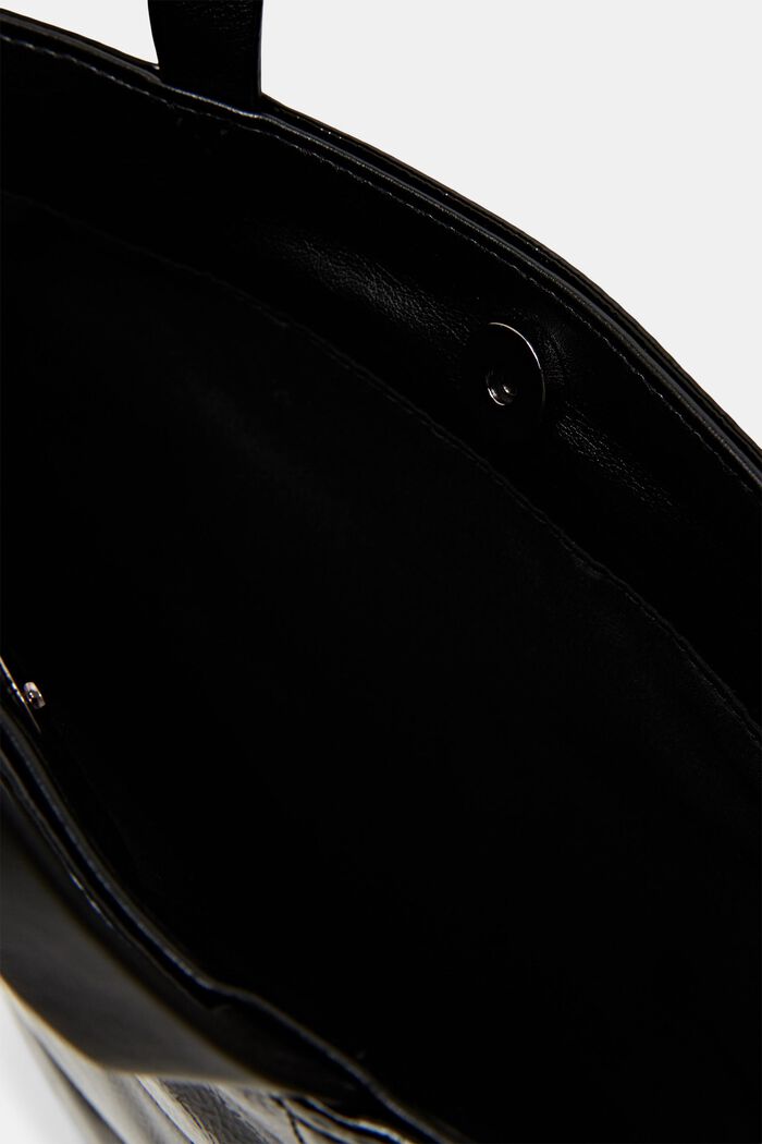 Tote bag van imitatieleer met gewatteerde voorkant, BLACK, detail image number 3
