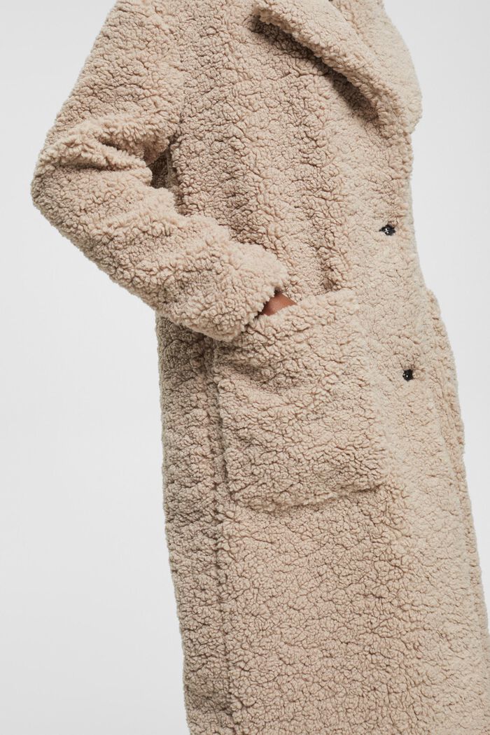Mantel van teddy, LIGHT TAUPE, detail image number 2