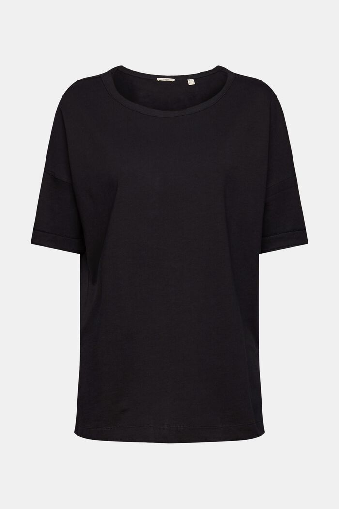 Sweatshirt met korte mouwen van 100% katoen, BLACK, overview