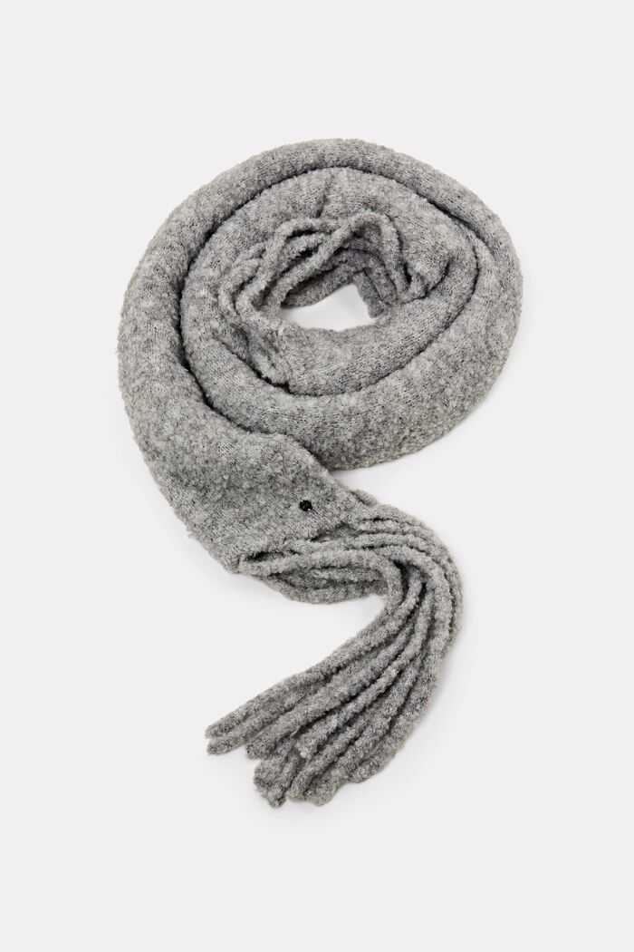 Bouclé sjaal met wol, MEDIUM GREY, detail image number 0